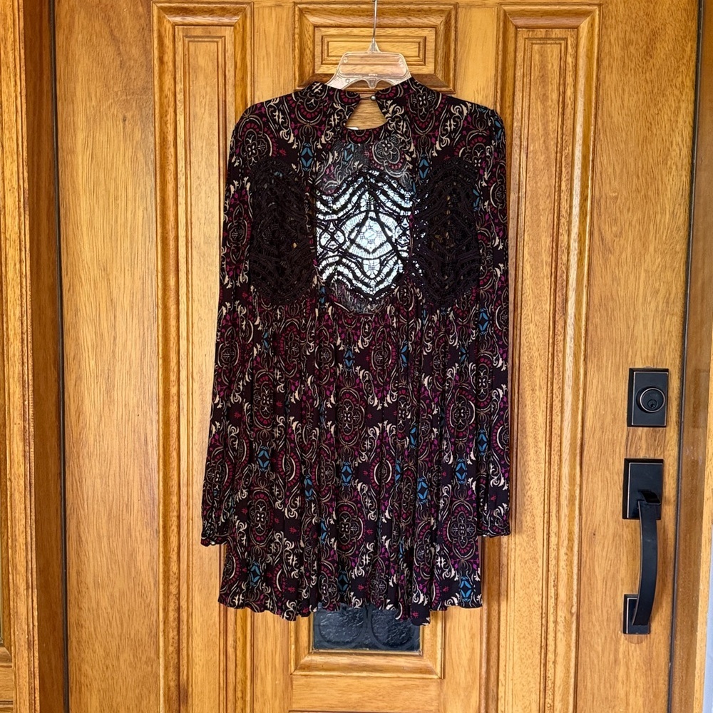 Free People Bohemian Paisley Fall Dress with Lace Detail NWT - Picture 7 of 11